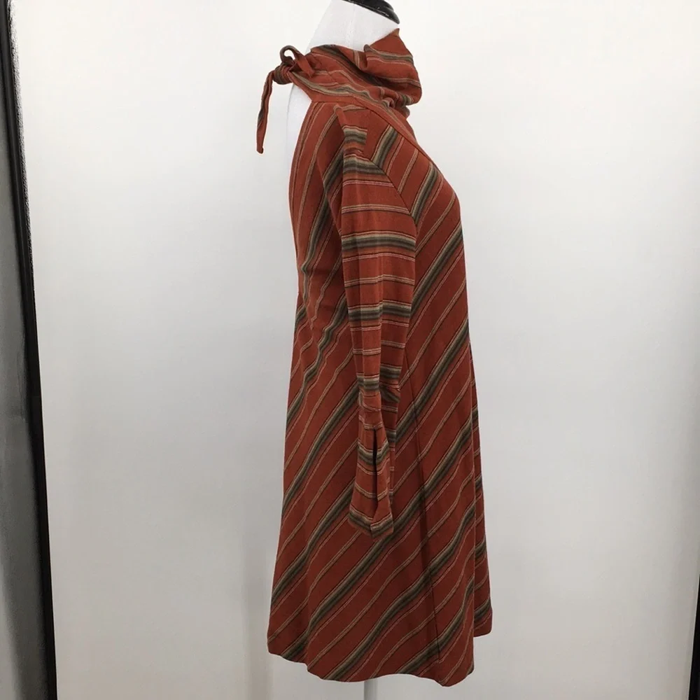 New‎ Romantics Free People Swing Dress Womens XS Orange Green Striped Knit